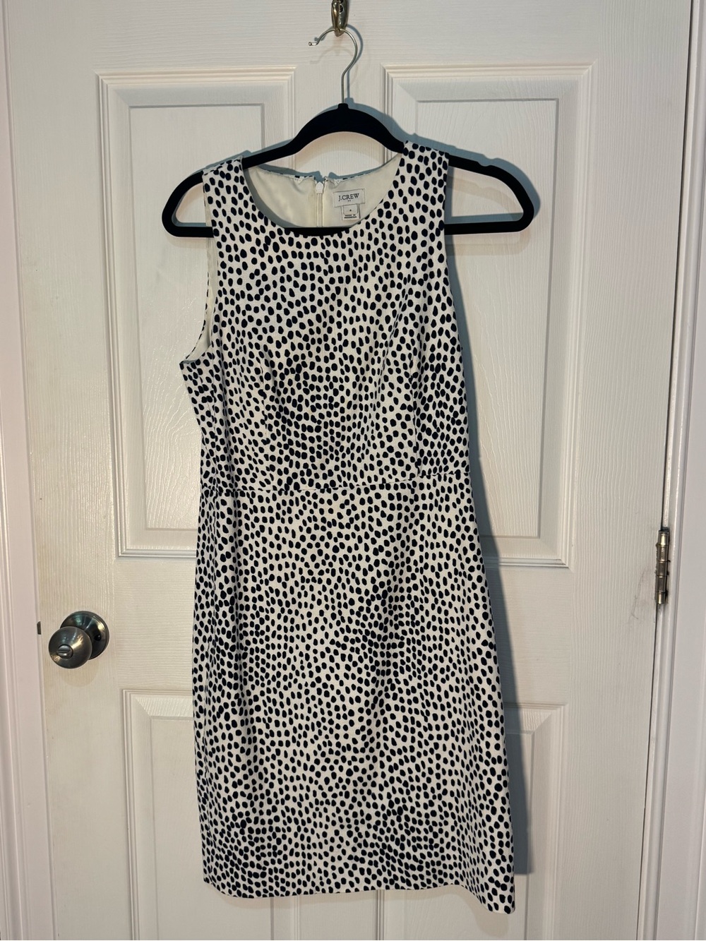 J. Crew Black and White Sleeveless Dot Sheath Dress